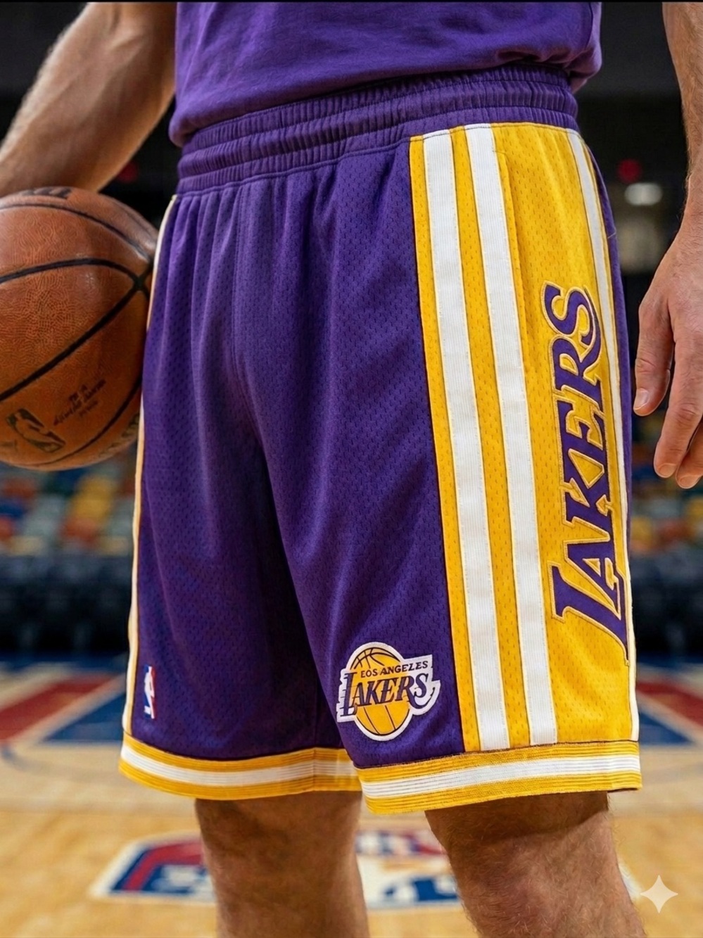 Los Angeles Lakerse Purple & Gold Basketball Shorts. Size M